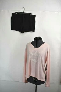 Free Press Damen rosa bedrucktes Shirt & Shorts 2-teiliges Pyjama-Set M neu mit Etikett - Bild 1 von 9