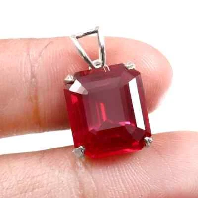 Naturale Mozambico Rubino 925 Argento Pendente Fidanzamento Anniversario Regali - Immagine 1 di 4