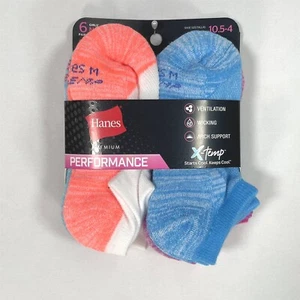 Hanes Premium 6pk Athletic Socks Girls Size 10.5-4 Striped No Show  - Picture 1 of 7