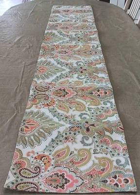 Cynthia Rowley Paisley Design Table Runner 70" x 14" Southwest Colors Sage Clay - Image 1 of 4