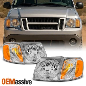 For 01-05 Ford Explorer Sport Trac Chrome Bezel Headlight + Corner Signal Lamp - Picture 1 of 6