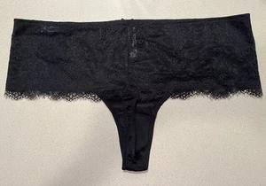 Lane Bryant Cacique Nylon Lace Black Wide Side Thong 18/20 New - Picture 1 of 5