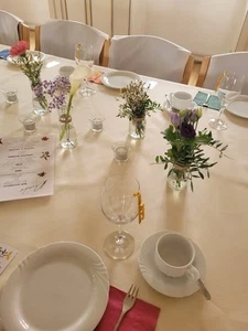 15 Champagner Farben Leinen Tischdecken und 2 Leinen Hussen für Stehtische - Bild 1 von 3