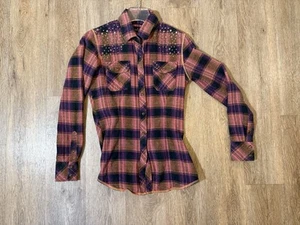 Rock and Roll Cowgirl Shirt Size S Western Pearl Snap Studded Yoke Rodeo Glam - Picture 1 of 10