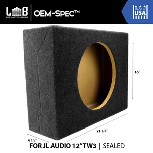 0.80 ft³ Sealed MDF Enclosure Box for Single JL Audio 12" TW3 (12TW3) Sub Woofer - Picture 1 of 5