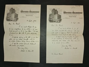 1924 Herbert W. Horwill ALS nach Stewart Beach vom Hotel Albert NYC (2 Briefe) - Bild 1 von 3