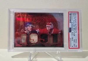 2019 Leaf Ultimate BRETT HULL & GRANT FUHR *ALMANAC QUAD PATCH* /4 graded PSA 8 - Picture 1 of 3