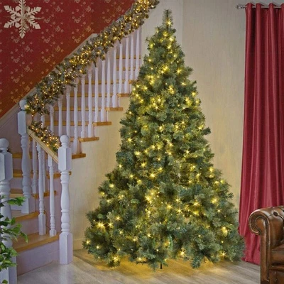 4/5/6/7 Ft Christmas Tree w/LED Lights Artificial Tree Pine Bushy Holiday Decor - Image 1 of 4