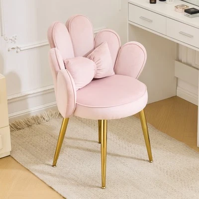 Silla tocador de maquillaje de pétalos con respaldo flor linda silla de escritorio para niñas cómoda sin ruedas Foto 1 de 4
