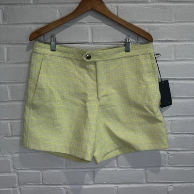 Мужские Fendi короткие брюки льняной ткани синий размер 52 новый с Ярлыками неоновый желтый зеленый - Изображение 1 из 4