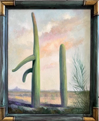 Pintura al óleo original fineart sobre lienzo "Sunset Reflection Yasami 24x 20" enmarcada Foto 1 de 4