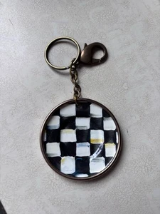 Vintage MACKENZIE CHILDS ENAMEL KEY RING COURTLY CHECK NIP Made In Taiwan A - Picture 1 of 3