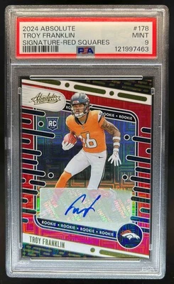 2024 Absolute Troy Franklin Signature Rookies RC Red Squares Auto #/100 PSA 9 - Image 1 of 2