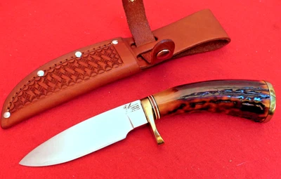 Blackjack Effingham skinner новом красный олень фиксированное лезвие нож и латунное навершие - Изображение 1 из 4