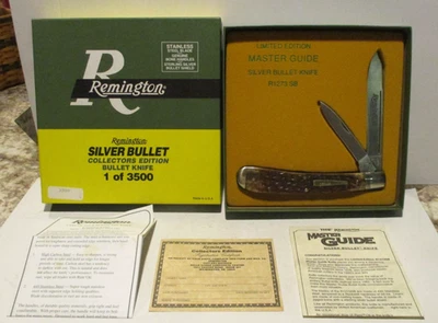 CUCHILLO TRAMPERO JUMBO HUESO BALA PLATA ESTERLINA REMINGTON UMC EE. UU. 1/3500 Foto 1 de 4