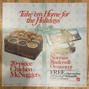 1983 McDonald’s Chicken  McNuggets Holiday Christmas Translite Sign 22x22” Coke - Picture 1 of 6