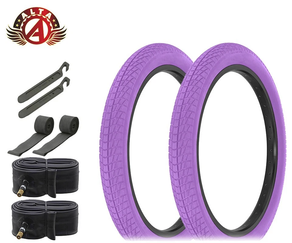 ALTA 20x2.40” Purple Street Park BMX Tires – Semi-Slick Grip Freestyle Bikes 8pc - Image 1 of 1