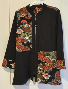IC by Connie K Jacket Womens XL Black Multicolor Zip Front Made in USA 3664J - Picture 1 of 11