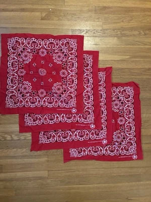 "4 pañuelos rojos vintage RN-15187 hechos en EE. UU. 100 % algodón 21""x21""" Foto 1 de 4