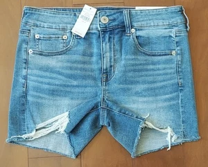 NUEVO CON ETIQUETAS AMERICAN EAGLE MIDI Talla 10 Azul Claro Denim Pantalones Cortos Súper Elásticos 30x4.5 - Imagen 1 de 11