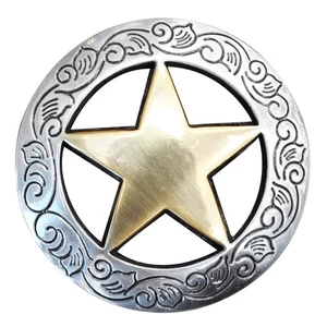 Set of 8 Western Screw Back Concho Nickle Brass Finished Star Round Saddle Bling - Picture 1 of 4