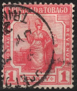 SG150 Sn:#2  1d 1913 TRINIDAD & TOBAGO Seated Britannia -  Britannia Definitives - Picture 1 of 2
