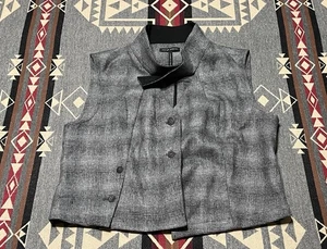 Sarah Pacini Sz 3 Wool Blend Sleeveless Vest Gray Check Made in Italy Layered 34 - Picture 1 of 7