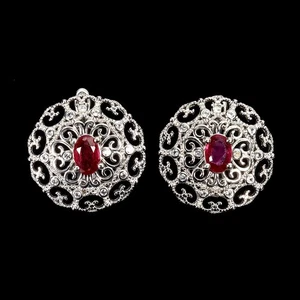 925 Sterling Silver Earrings Oval Ruby 6x4mm Topaz Ladybug Gemstone Jewelry - Picture 1 of 14