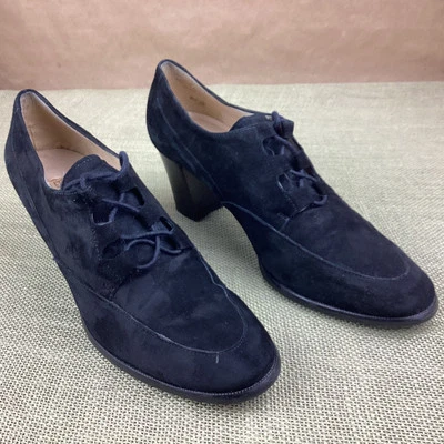 Botines Enzo Angiolini Vintage Cuero Negro Gamuza Tacón Con Cordones Botas 8M Y2K Foto 1 de 4