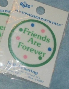 Russ Berrie Personalized Patch Pals FRIENDS ARE FOREVER StickOn 2" Applique Card - Picture 1 of 1
