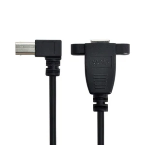 USB 3.0 Panel Mount B Type Female to Right Angled 90 B Type Male Extension Cable - Picture 1 of 8