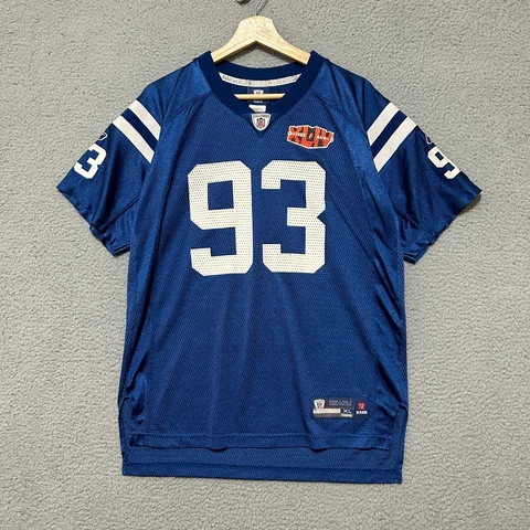 Indianapolis Colts #93 Dwight Freeney Super Bowl Reebok Jersey Youth XL Blue NFL Cover
