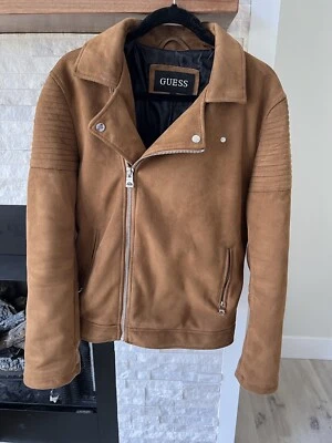 Chaqueta de motociclista asimétrica Guess para hombre (mediana) marrón Foto 1 de 4