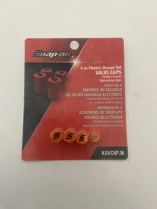 Snap On Tools 4pc Orange Valve Dust Caps Metal Powder Coated Caps - Picture 1 of 9