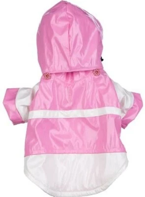 Pet LifeTwo-Tone Pvc Waterproof Adjustable Pet Raincoat Pink and White Sz S - Image 1 of 3