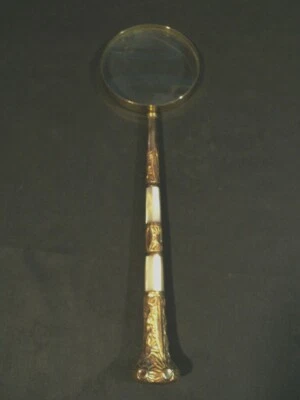 19th C. Rolled Gold, Mother of Pearl Umbrella Handle Magnifying Glass - Image 1 of 4