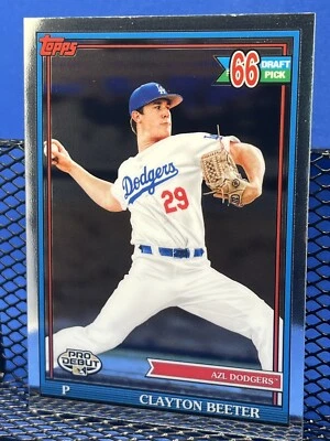 2021 Topps Pro Debut CLAYTON BEETER Chrome Dodgers Prospect Draft Pick #66 - Image 1 of 2