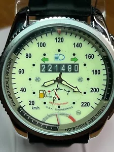Sport Tacho Quarzuhr 48mm Silber Gehäuse Silikon 24mm Band Leuchtzifferblatt - Bild 1 von 7
