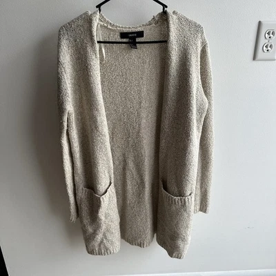 Forever 21 Mujer Cárdigan Beige Suéter Tejido Bolsillos Frontales Abiertos Talla Pequeña Foto 1 de 4