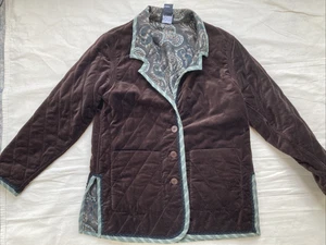 Velvet Koos of Course! Jacket Brown Velvet Paisley Reversible M - Picture 1 of 4