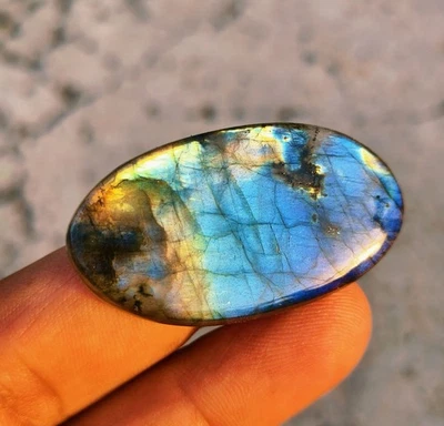 60 Cts. Rainbow Fire labradorita Oval Cabujón Piedra preciosa natural suelta - Imagen 1 de 4