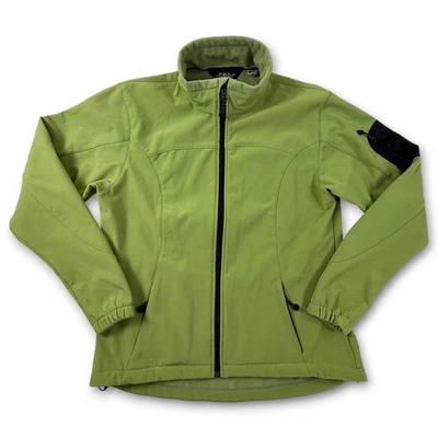 Chaqueta softshell negra diamante para mujer mediana verde manzana cremallera completa forrada de vellón Foto 1 de 4