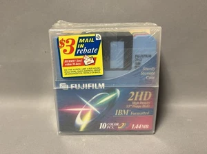 Fuji Floppy Disk 3.5 PC IBM Formatted 2HD Diskettes High-Density 10-Pack A1 Rare - Afbeelding 1 van 6