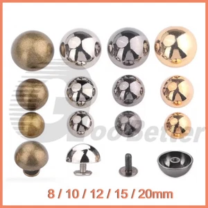 Round Head Button Rivets Screws Studs Leather Craft Rapid Repair 8 10 12 15 20mm - Picture 1 of 31
