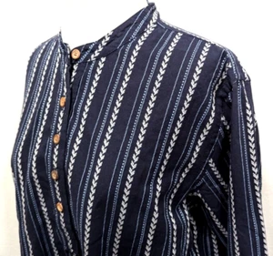 Camisa túnica para mujer J Peterman Company L azul blanco bordada blusa VEUC* - Imagen 1 de 10