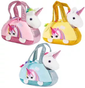 Einhorn Kuscheltier in Tasche Plüschtier Spielzeug Kleinkinder Mädchen Jungen - Bild 1 von 45