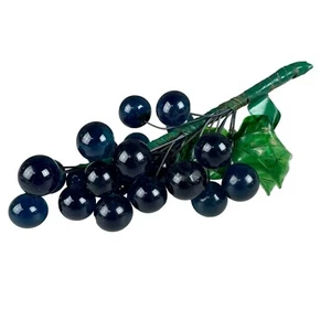 Vintage Bundle of 25 Lucite Grapes Blue with Green Leaves - Picture 1 of 3