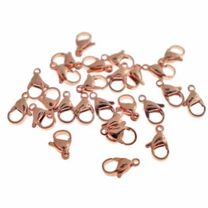 Rose Gold Stainless Steel Lobster Clasps 12mm x 5mm - 10 Clasps - FF269 - Picture 1 of 1