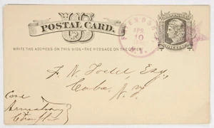 1c Government Postal Card, Friendship, NY. 1880 purple CDS + Star cancels. - Picture 1 of 2