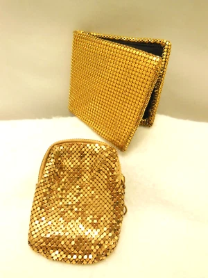 VINTAGE DURAMESH GOLDTONE METAL MESH EVANS BIFOLD WALLET & COIN PURSE VGC!! - Image 1 of 4